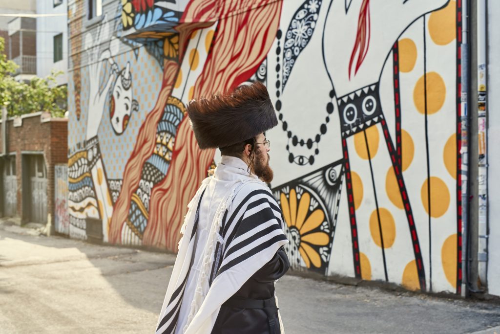 A member of the city's Hasidic Jewish community