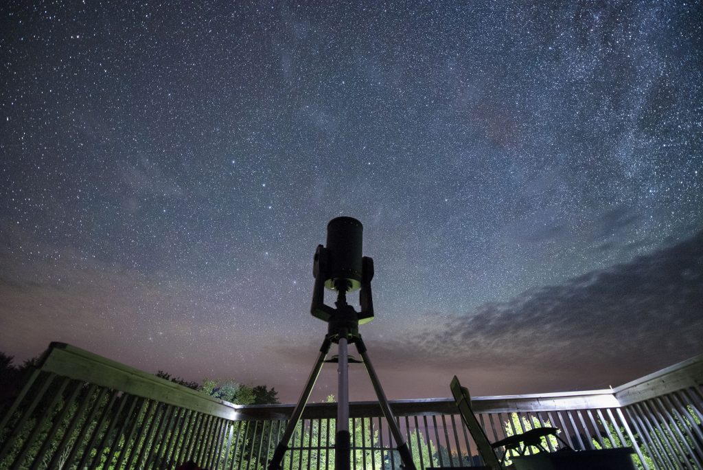 A view of the starry night sky at Trout Point lodge