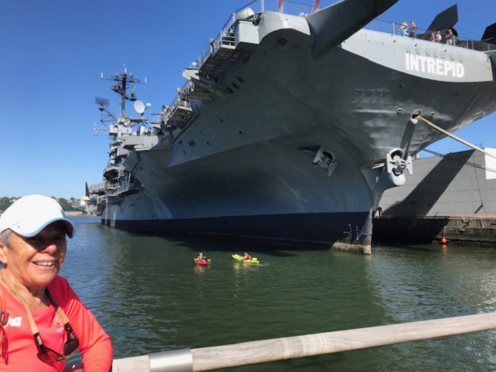 aircraft carrier USS Intrepid Manhattan kayak