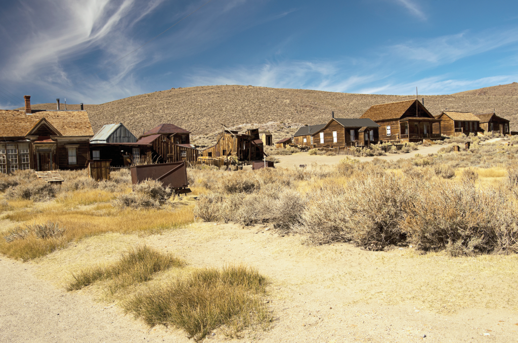 Abandoned buildings in desert town
